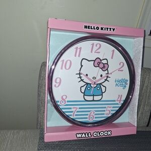 Hello Kitty Pink and Blue Striped Wall Clock